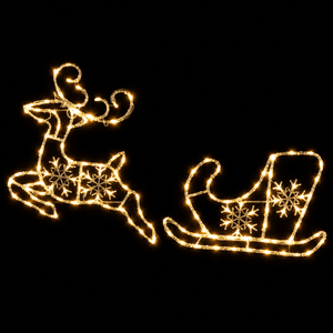 LED Acrylic Reindeer and Sleigh Motif Dual Colour - View 5