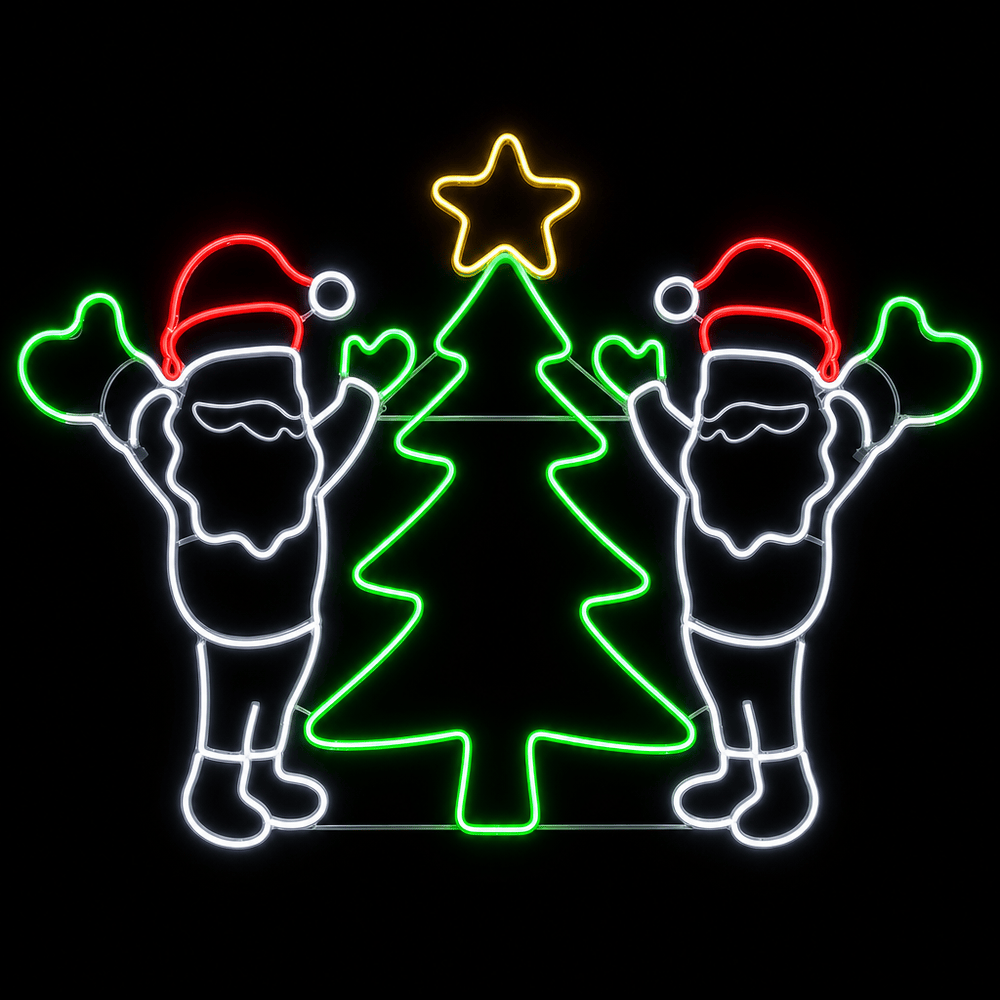 LED Neonflex Light Tree Flashing/Waving Santa (92cm x 101cm)