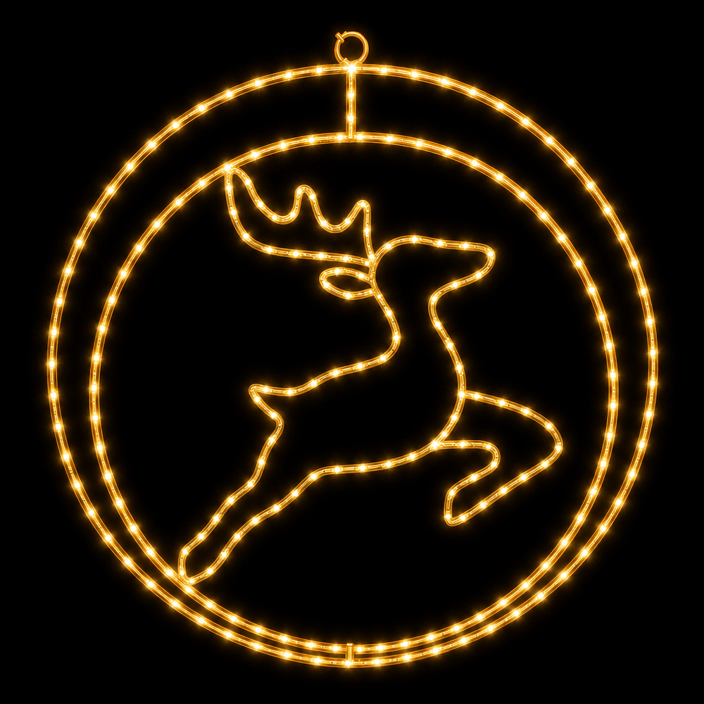 LED Double Rings Reindeer Twinkling Motif (52cm)