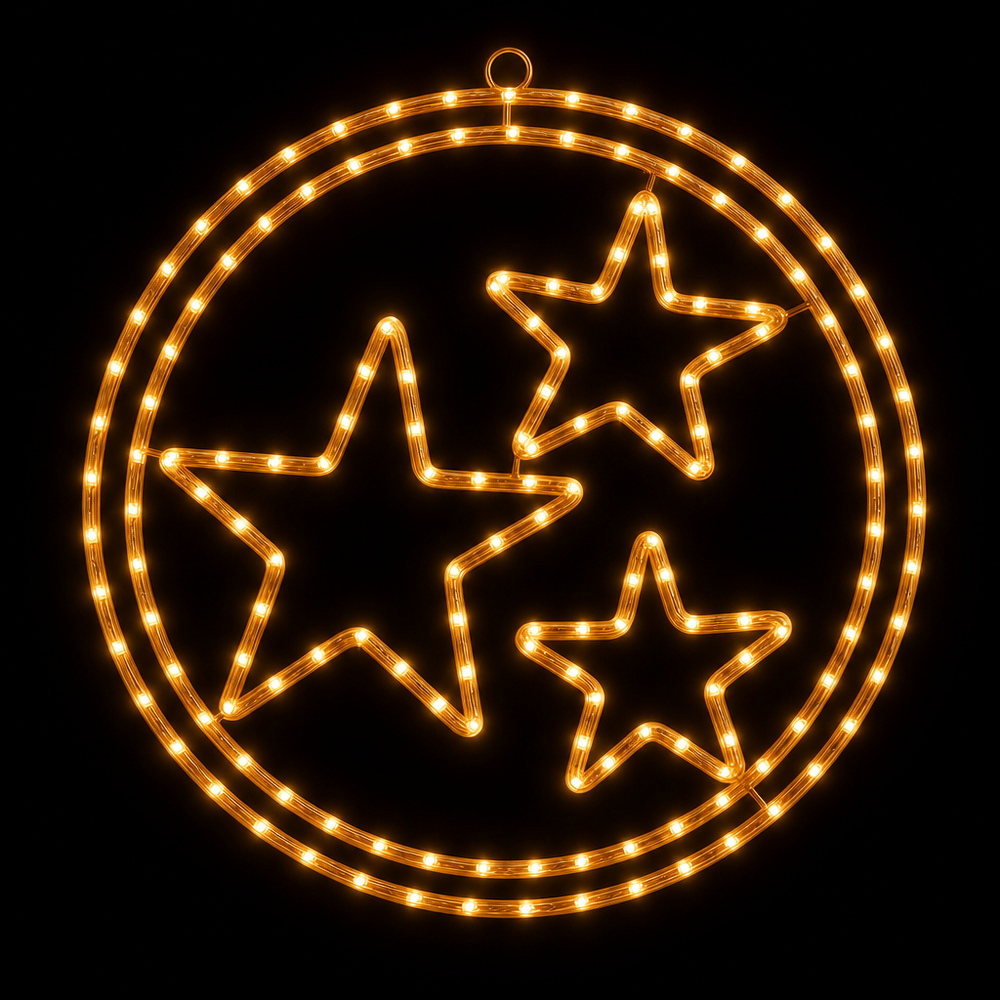 LED Double Rings Stars Twinkling Motif (52cm)