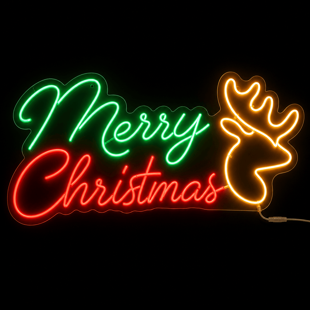 LED Neonflex Merry Christmas Reindeer (100cm x 51cm)