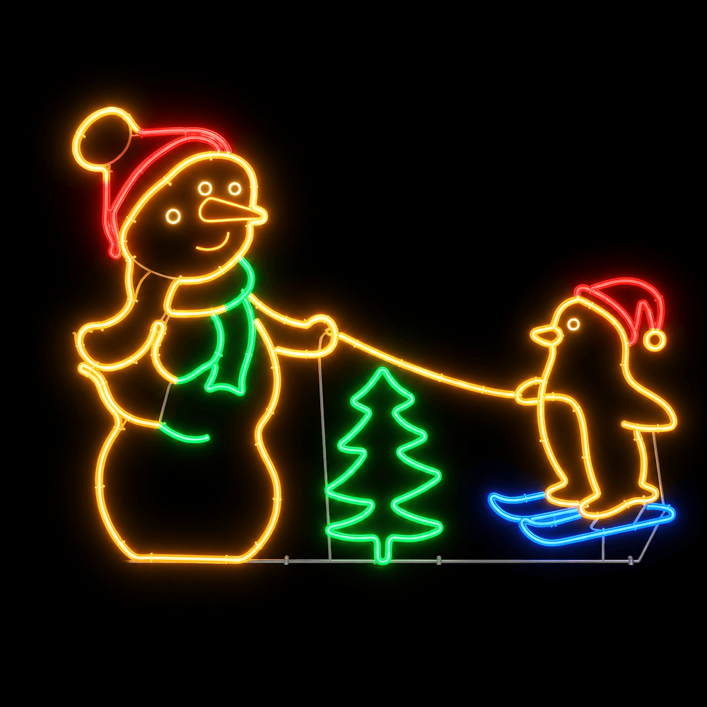 LED Neonflex Snowman and Penguin (100cm x 72cm)