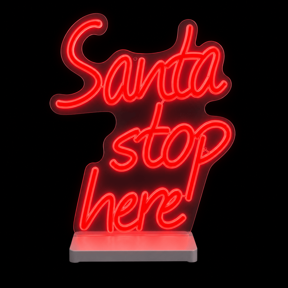 LED Neonflex Santa Stop Here on Base (37cm)
