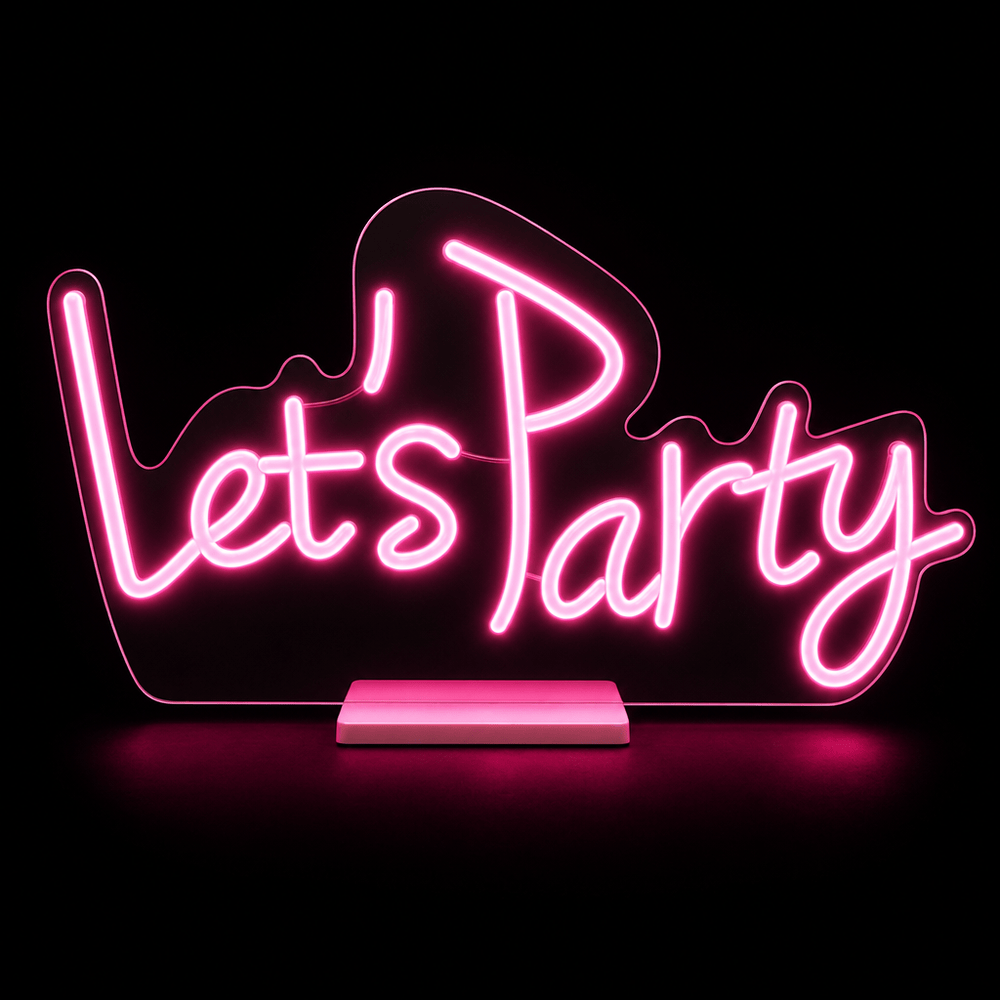 LED Neonflex Let's Party on Base (59cm)