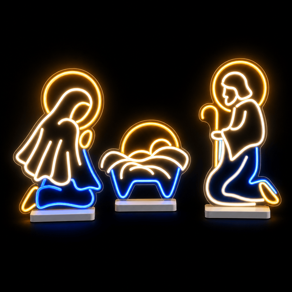 LED Neonflex Nativity on Base (135cm x 46cm) 3pc - View 2
