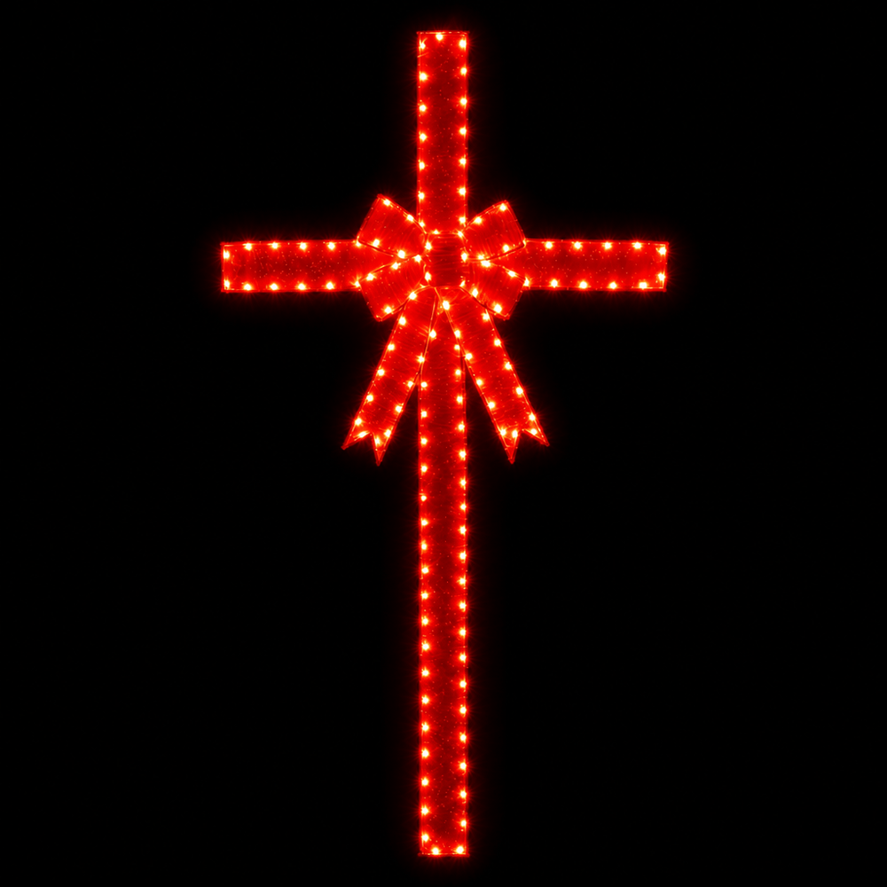 LED Tinsel Door Bow with Sash Warm White