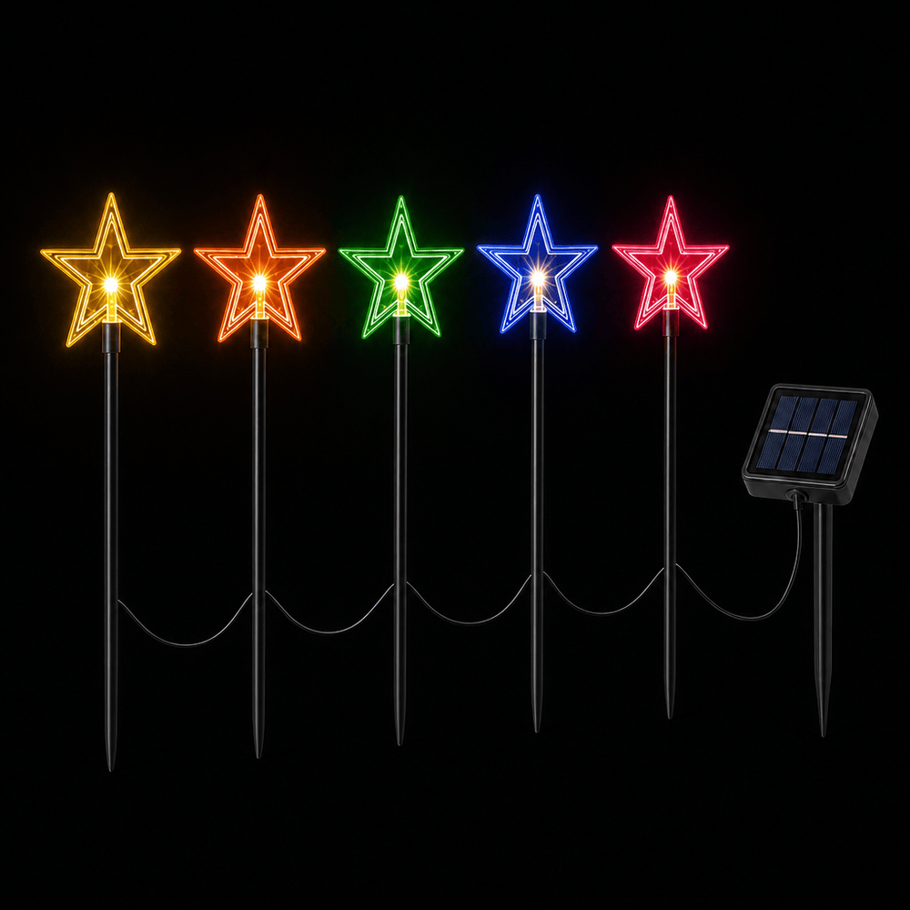 LED Solar Star Path Lights 5pk Asst