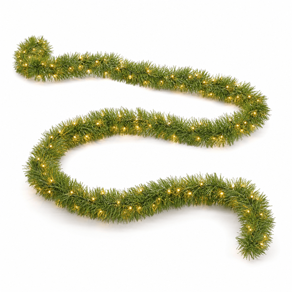 Pre-Lit Tinsel Garland Warm White or Multicolor (10m)