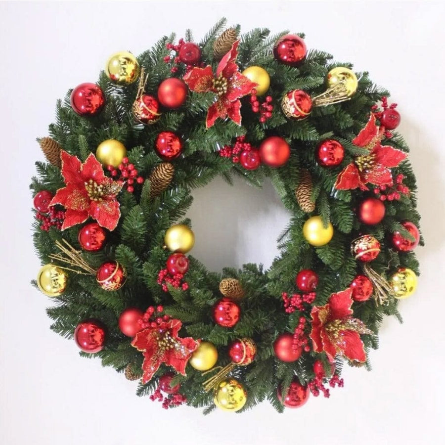 Mixed Tips Wreath With Decorations (80cm)