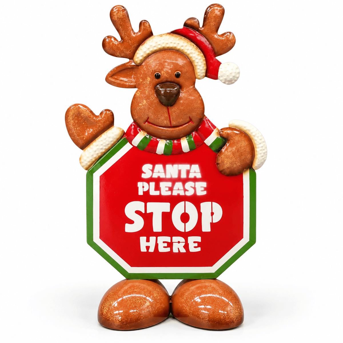Metal Stop Here Reindeer Sign - View 2