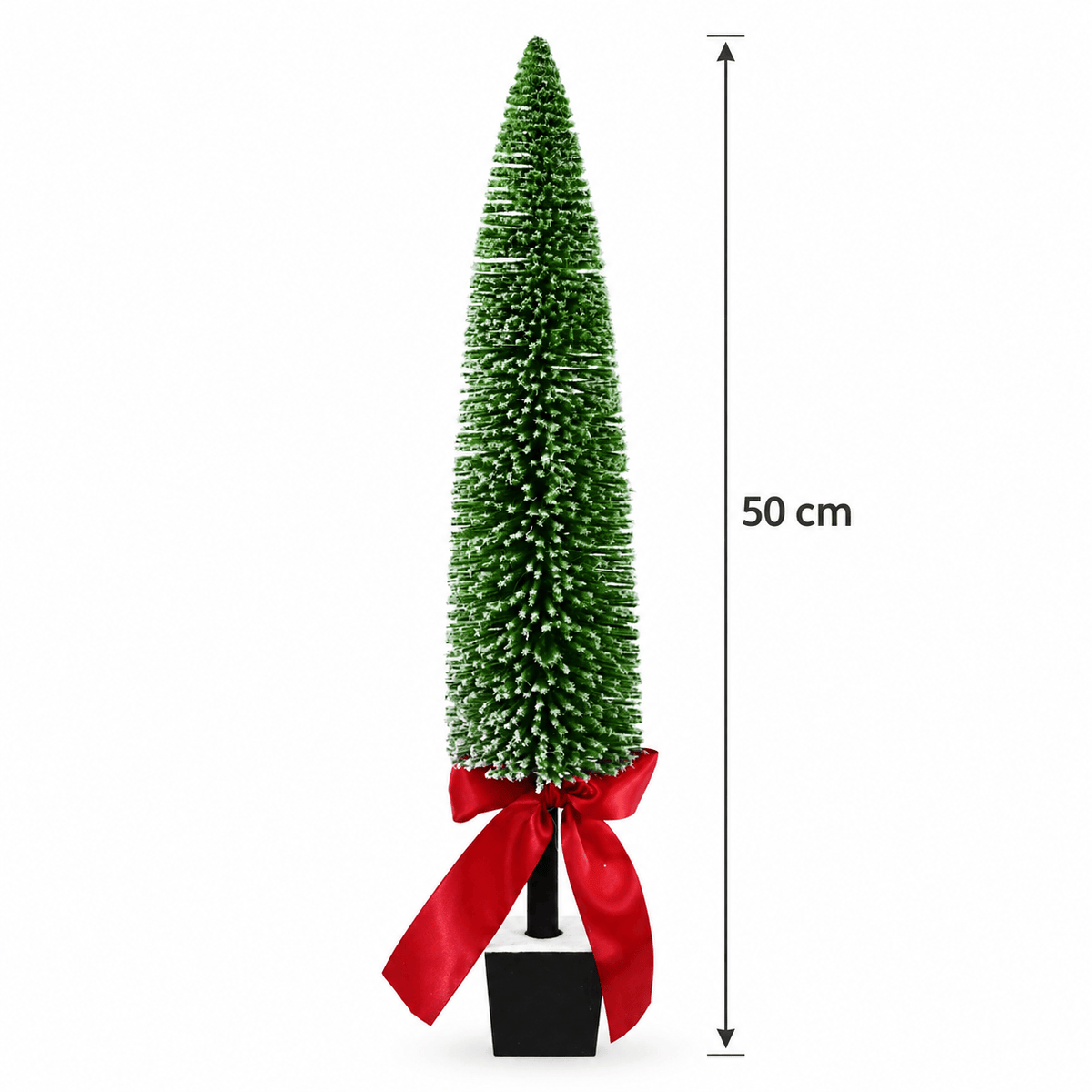 Pillar Bristle Christmas Tree with Bow (50cm)