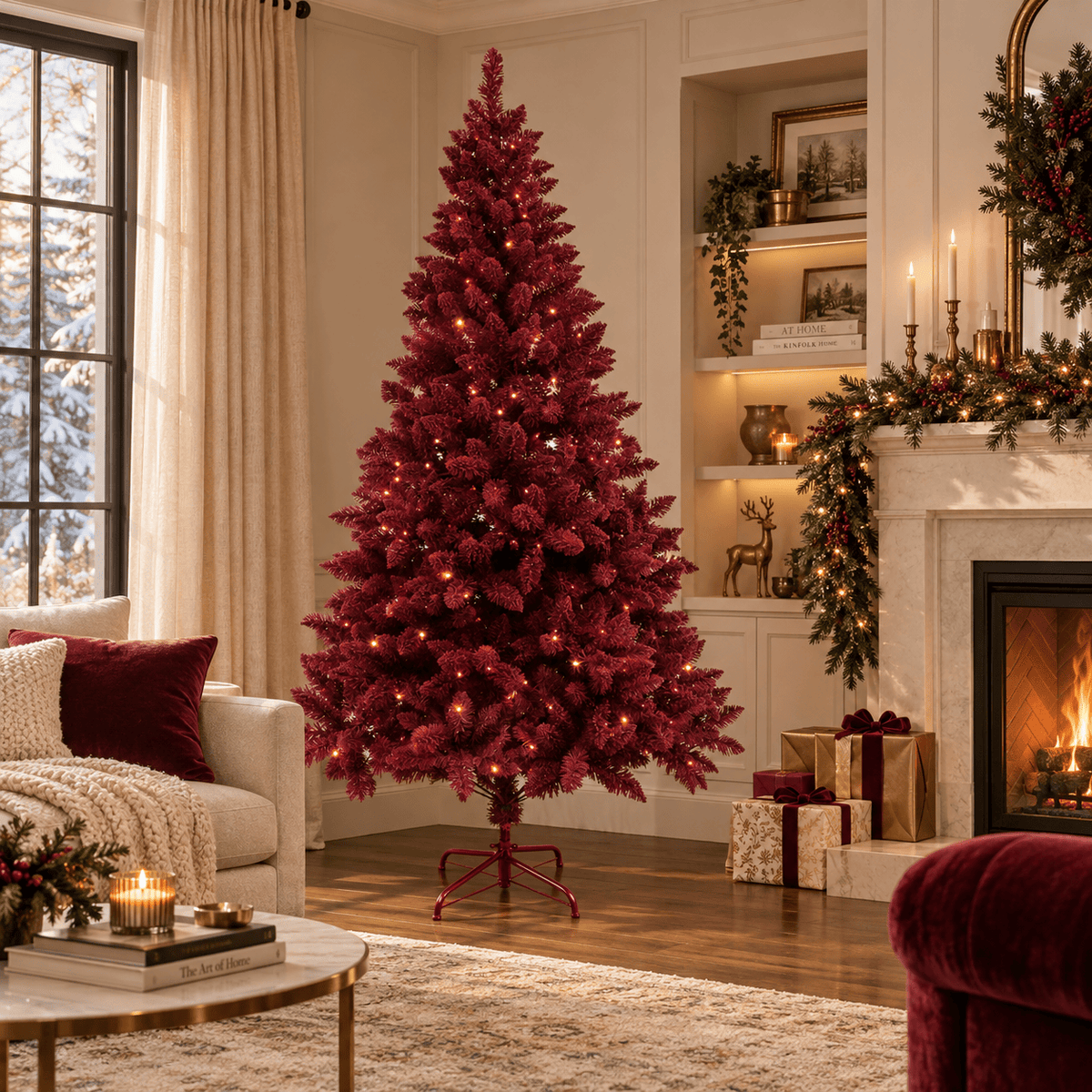Pre Lit Bordeaux Christmas Tree (2.1m)