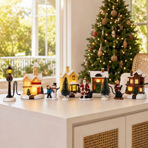 LED Village Street Scene 10pc styled in an Australian Christmas setting