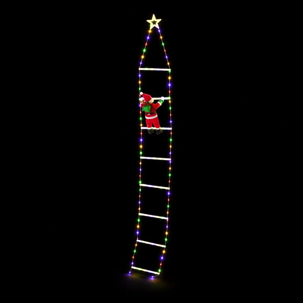 LED Nylon Santa Climbing Ladder (2m) lit up in the dark