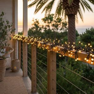 LED 3000 Cluster Lights Warm White styled in an Australian Christmas setting