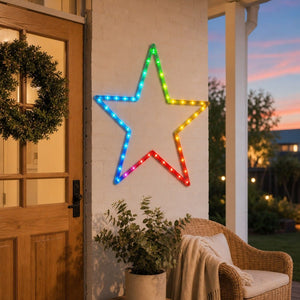 LED Colour Change Star Multicolour styled in an Australian Christmas setting