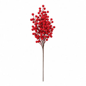 Red Flocked Berry Branch (60cm)