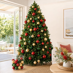 Traditional Bauble Pack 100pk styled in an Australian Christmas setting