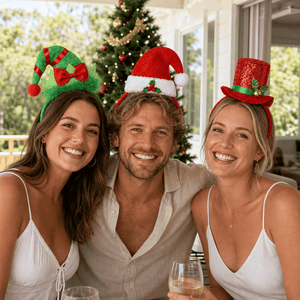 Christmas Hat Headband worn at an Australian Christmas party