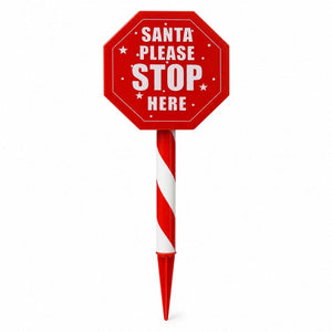 LED Solar Santa Stop Here Stake (45cm)