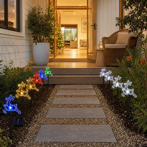 LED Solar Reindeer Path Lights 5pk styled in an Australian Christmas setting