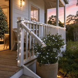 LED Fairy Lights White (40m) styled in an Australian Christmas setting