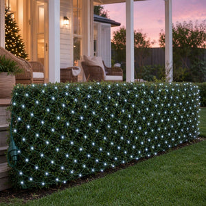 LED White Net Light (4.8m) styled in an Australian Christmas setting