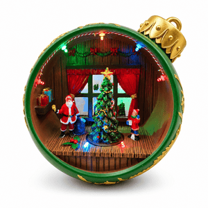 LED Musical Green Christmas Bauble Scene (20cm)