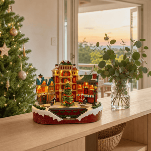 LED Musical Victorian Christmas Square styled in an Australian Christmas setting