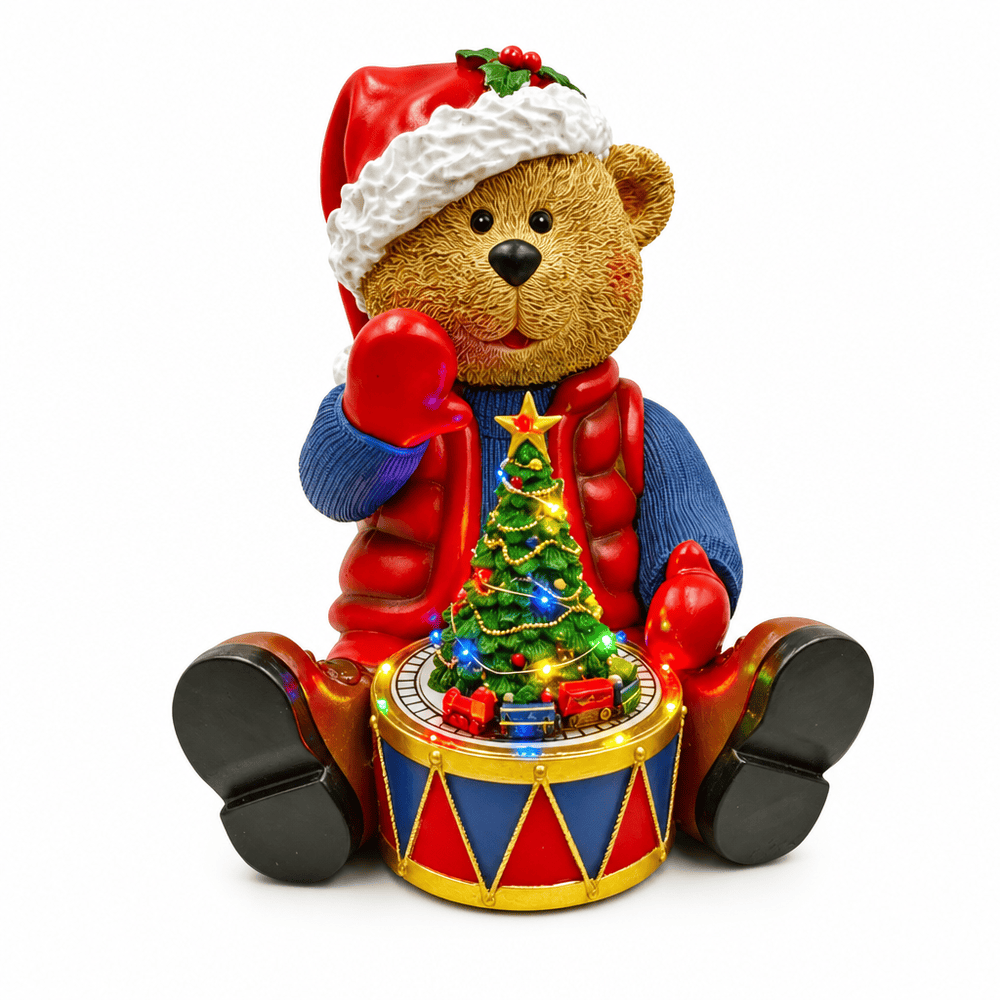 LED Musical Yuletide Drummer Bear (27cm)