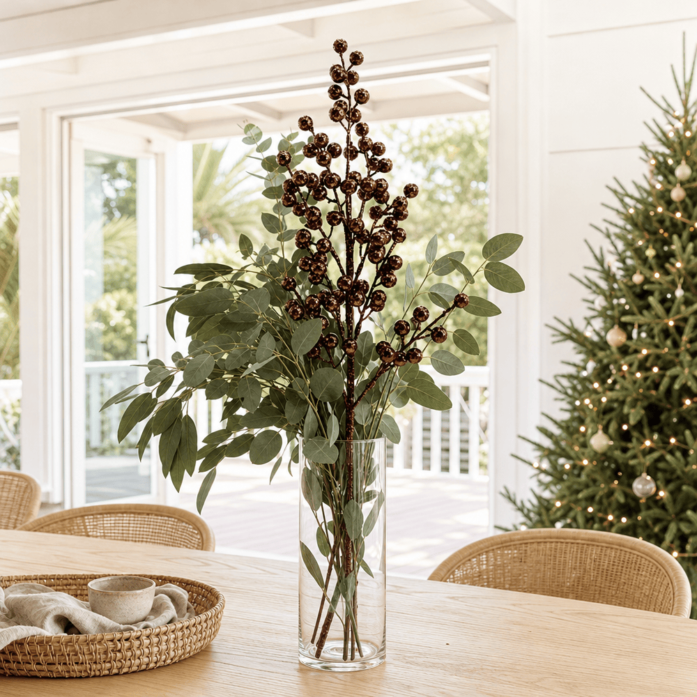 Mocha Icy Forest Berry Pick arranged in a glass vase