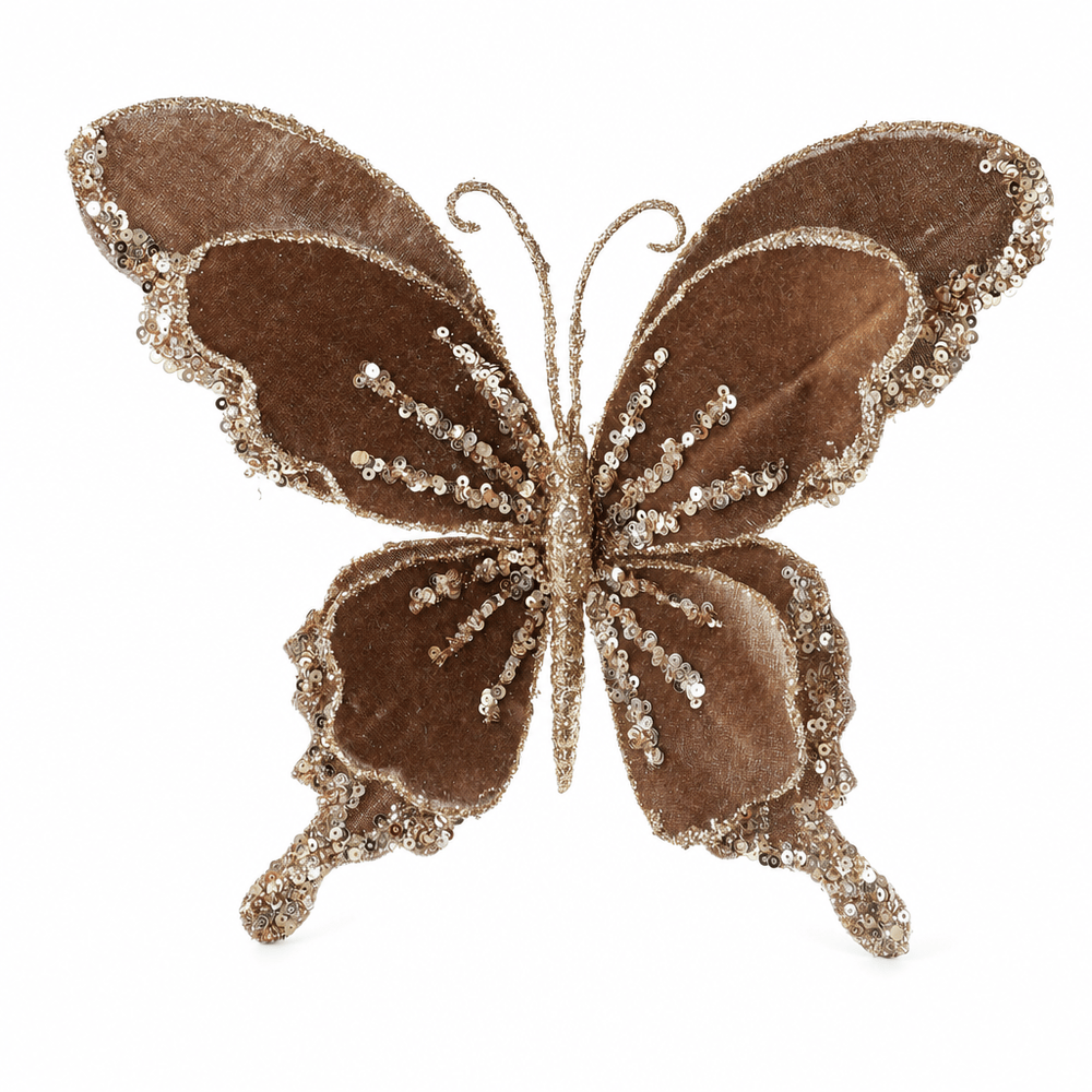 Mocha Velvet Butterfly Clip (26cm)