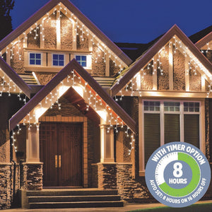 LED White Icicle Lights (20m) - View 1