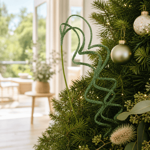 Sage Curly Draping Spray on a decorated Christmas tree