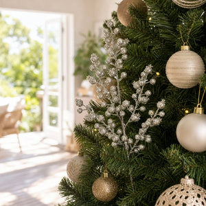 Platinum Berry Stem on a decorated Christmas tree