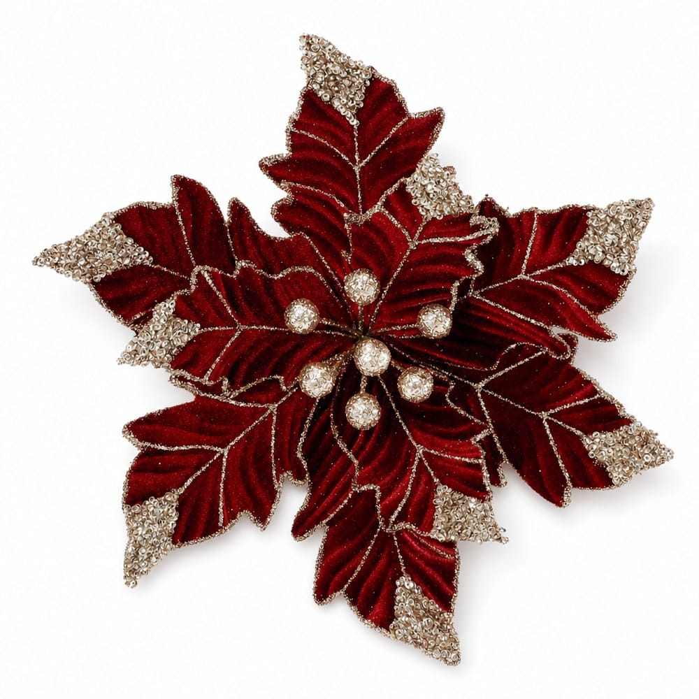 Burgundy Truffle Poinsettia Clip