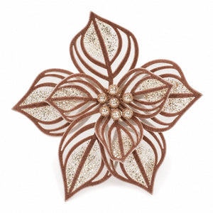 Mocha Sheer Velvet Poinsettia Clip