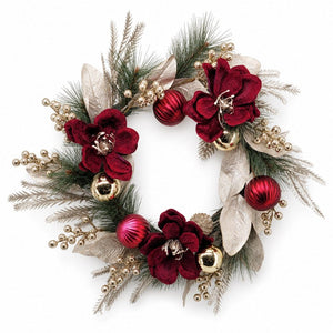 Metallic Pine and Bauble Wreath (55cm)