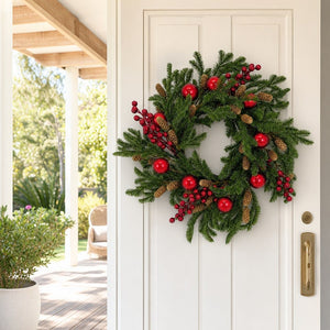 Bauble Berry Wreath styled in an Australian Christmas setting