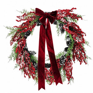 Pinecone and Berry Snowy Wreath (60cm)