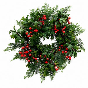 Mixed Green Wreath with Berries (45cm)