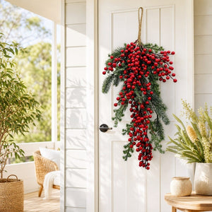 Berry and Pine Frosted Teardrop styled in an Australian Christmas setting