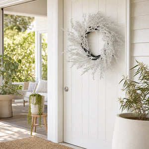Frozen Forest Wreath styled in an Australian Christmas setting