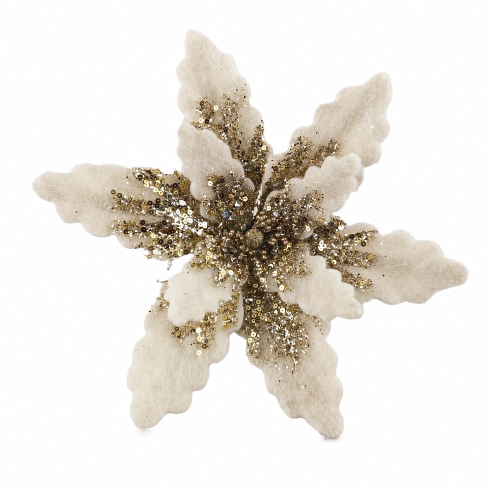 Ivory and Champagne Sequined Poinsettia
