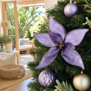 Sheer Wisteria Floral Clip on a decorated Christmas tree
