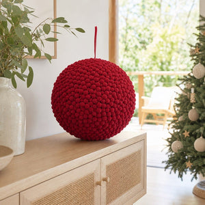 Crimson Flocked Berry Bauble styled in an Australian Christmas setting