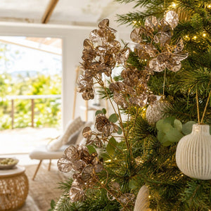Champagne Flower Cluster 4 Head Stem on a decorated Christmas tree