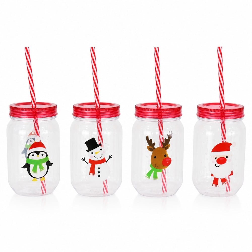 Screw Top Cup with Straw Asst