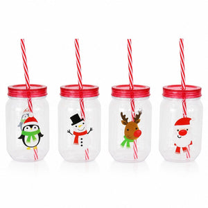 Screw Top Cup with Straw Asst