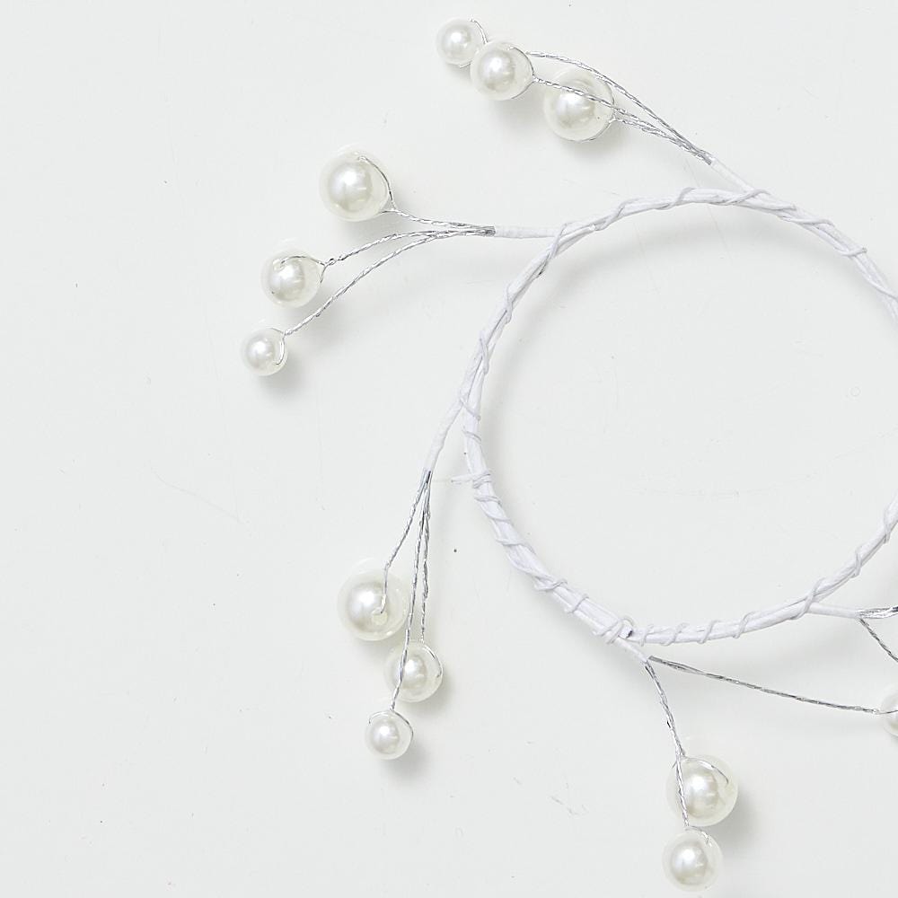 White Beaded Candle Wreath